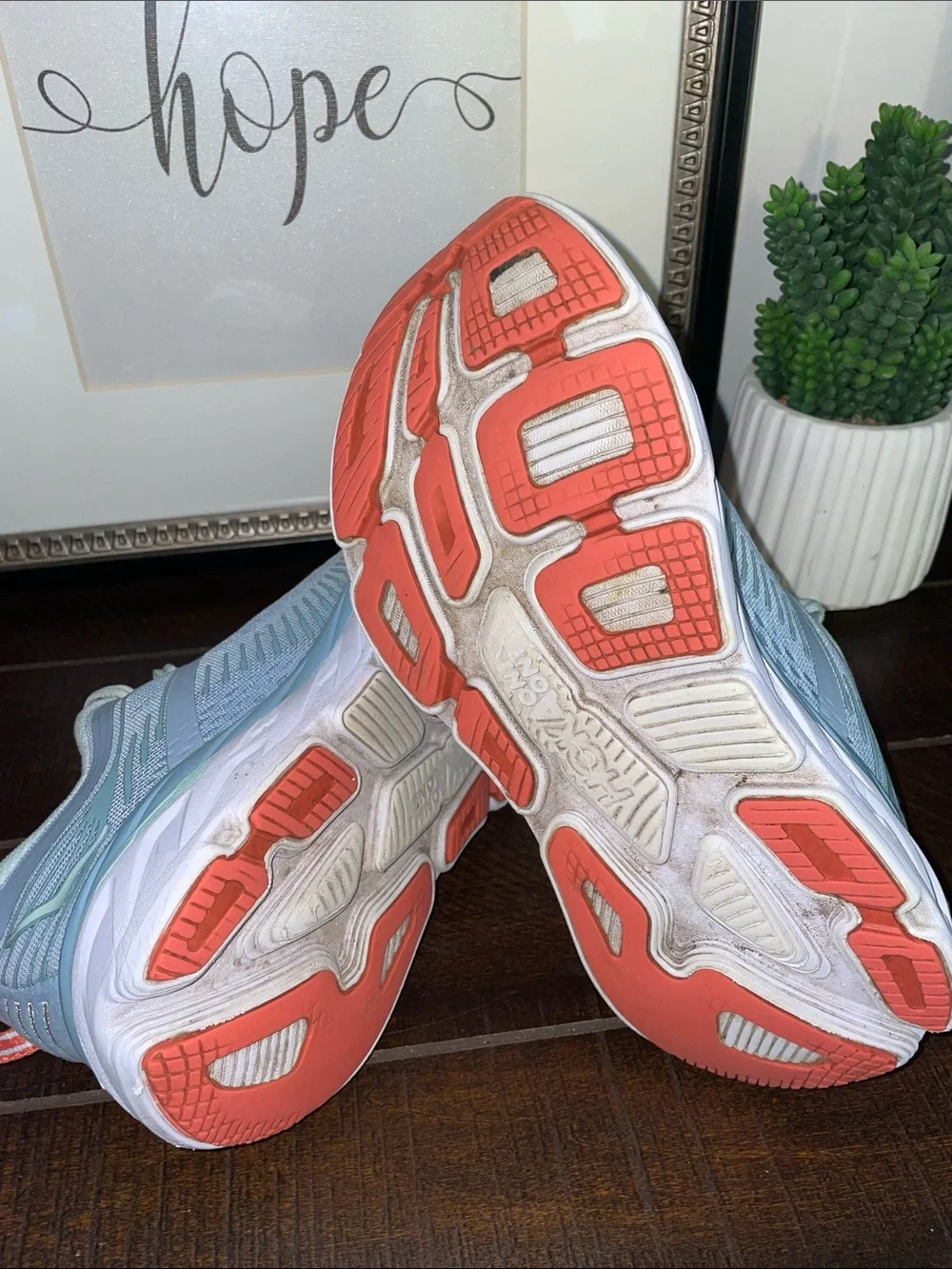 Hoka One One Bondi 7 Athletic Shoes Blue Fog/ Blue Glass Size 6.5D Wide Width
